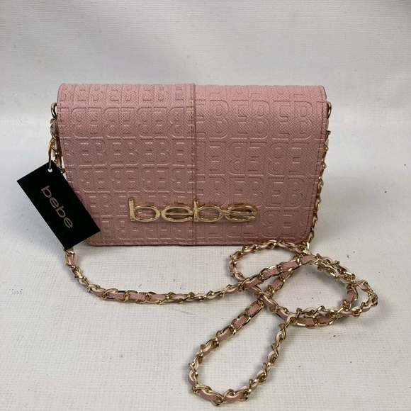 bebe Handbags - bebe Pink Quilted Chain Crossbody Bag